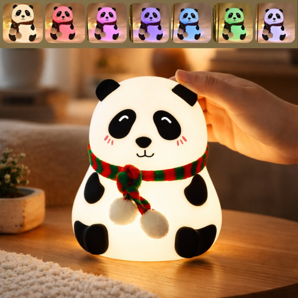 IDOLESHOP Rechargeable Silicone Panda Night Light for Kids | 7-Color LED Changing Lamp |Adorable Room Decor & Gift for Toddlers, Teens, & Valentine's Day Present|Soft BPA-Free Nightlight| Multicolour