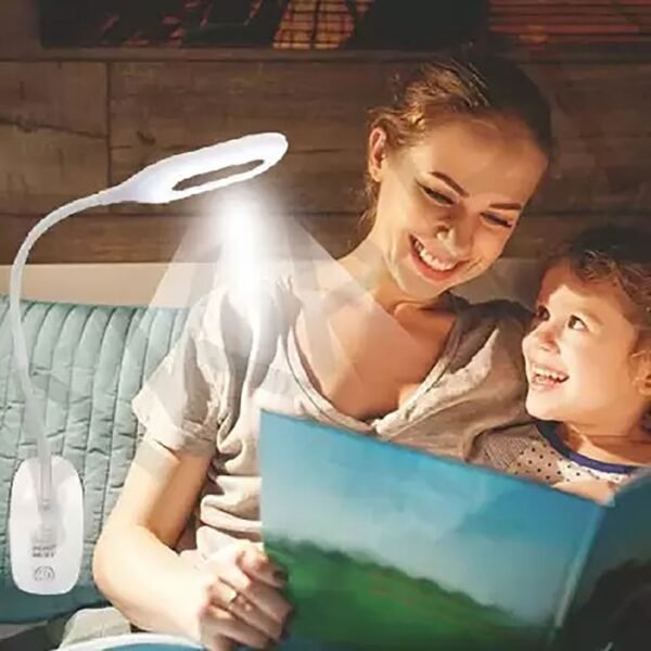 IDOLESHOP 360° Flexible Rechargeable Clip Desk Lamp – Touch Switch Study Light (38 cm, White)
