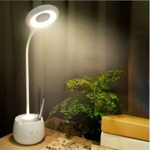 Idoleshop Long Arm Study Desk Lamp with 3 Light Modes, Touch Control, Pen & Mobile Holder, Flexible LED Table Light (60 cm, White)