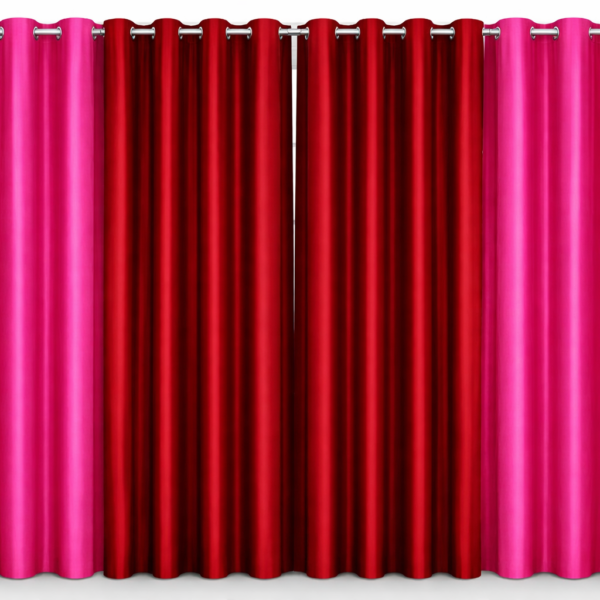 IDOLESHOP 274.5 cm (9 ft) Long Door Polyester Blackout Curtain (Pack of 4) (Red & Pink, Solid) | Premium Room Darkening Eyelet Curtains for Living Room & Bedroom