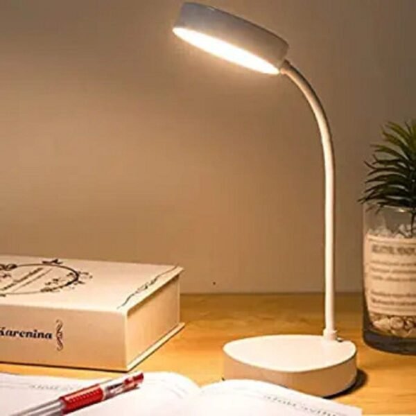 IDOLESHOP Rechargeable Touch Switch LED Desk Lamp – 360° Flexible Gooseneck Study Table Lamp with Eye Protection Light (29 cm, Elegant White)