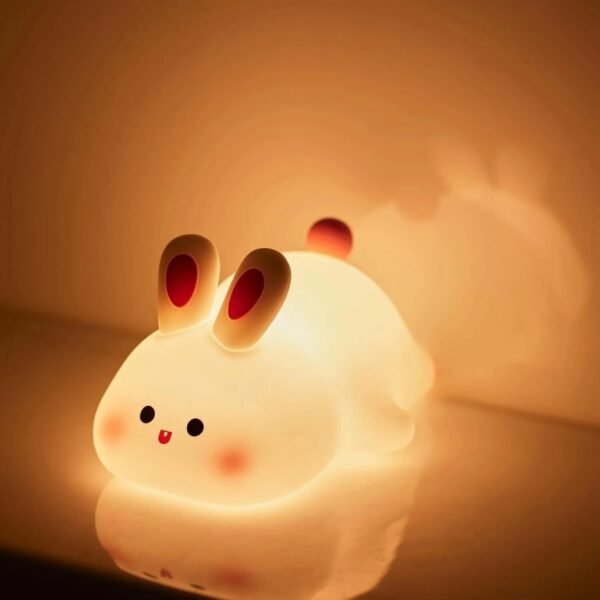 IDOLESHOP Cute Rabbit Night Light, USB Rechargeable, Color Changing LED Lamp for Kids Bedroom & Room Decor (4 cm, Multicolor)