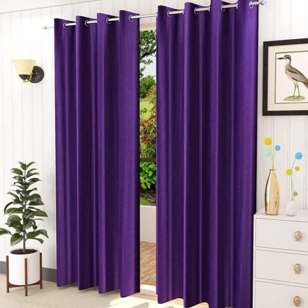 IDOLESHOP 274.5 cm (9 ft) Long Door Polyester Semi-Transparent Curtains | Pack of 2 | Elegant Plain Purple Curtains | Light Filtering Eyelet Curtains for Living Room & Bedroom