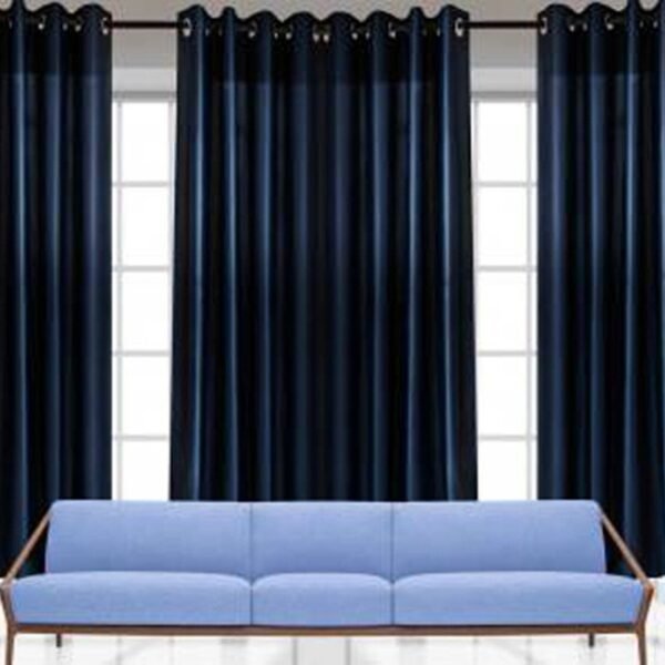 IDOLESHOP 274.5 cm (9 ft) Long Door Polyester Blackout Curtains | Pack of 3 | Premium Solid Blue Curtains | Room Darkening, Heat & Light Blocking Eyelet Curtains for Living Room, Bedroom & Home Décor
