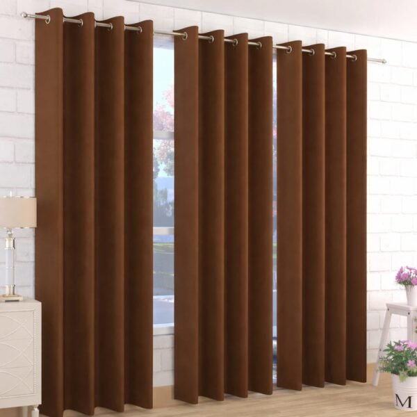 IDOLESHOP Premium 7 Ft Door Polyester Room Darkening Curtains (Pack of 3) – Elegant Solid Brown | Luxury Heavy Fabric Drapes | Modern Home Décor | Eyelet Ring Design | Perfect for Living Room, Bedroom & Office