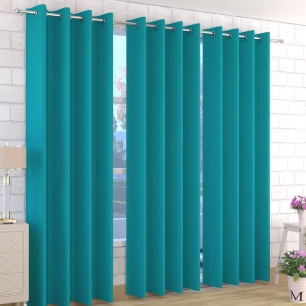 IDOLESHOP Premium 9 Ft Long Door Room Darkening Curtains | Elegant Light Blue Solid Polyester Curtain Set | Soft Fabric | Eyelet Ring Design | Modern Home Décor Curtains (Pack of 3, 274.5 cm Length)