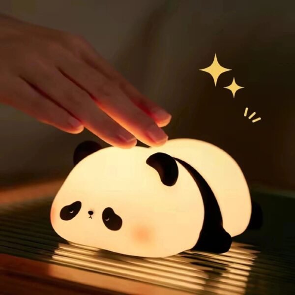IDOLESHOP Cute Panda Touch Night Lamp – Soft Silicone LED (8 cm, Off White)