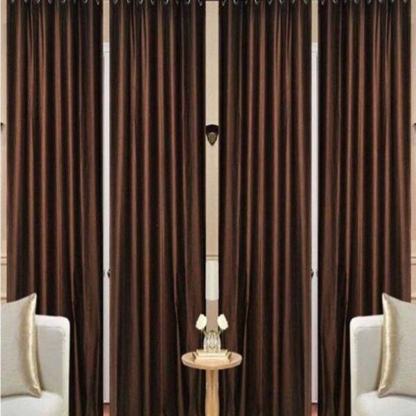IDOLESHOP 9 ft Long Door Polyester Blackout Curtains | Solid Brown Premium Curtains | Heavy Light Blocking Drapes | Eyelet Ring Design | Elegant Home Décor | Pack of 4