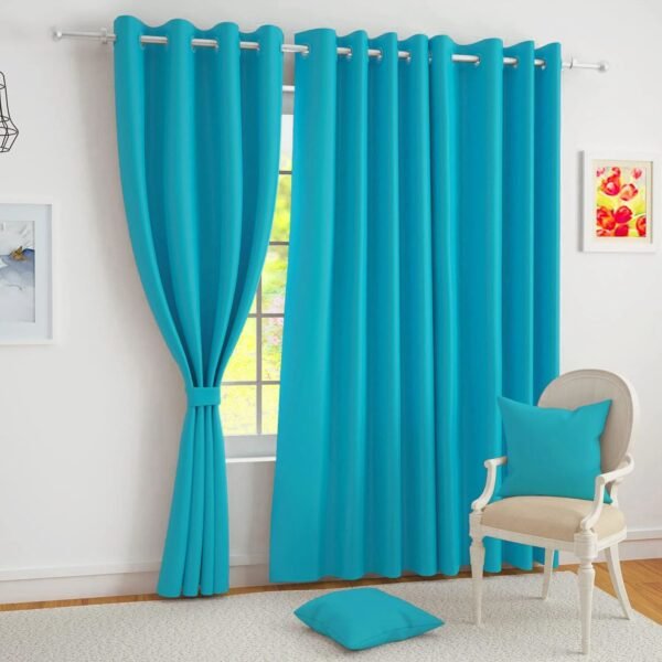 IDOLESHOP 274.5 cm (9 ft) Long Door Polyester Semi Transparent Curtain Pack of 2 (Aqua, Plain) | Elegant Sheer Light Filtering Curtains for Living Room & Bedroom