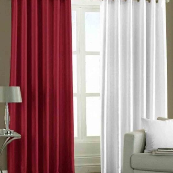 IDOLESHOP 274.5 cm (9 ft) Long Door Polyester Room Darkening Curtain (Pack of 2) (White & Maroon, Solid) – Premium Light Control Curtains for Living Room & Bedroom