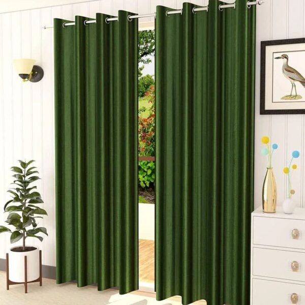 IDOLESHOP 274.5 cm (9 ft) Long Door Polyester Semi Transparent Curtain (Pack of 2) (Dark Green, Plain) – Elegant Light Filtering Curtains for Living Room & Bedroom