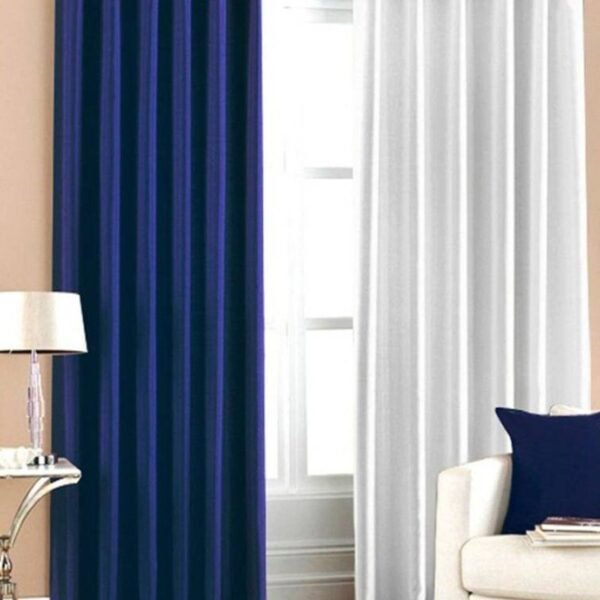 IDOLESHOP 274.5 cm (9 ft) Long Door Polyester Room Darkening Curtain (Pack of 2) (White & Blue, Solid) – Stylish Light Control Curtains for Living Room & Bedroom