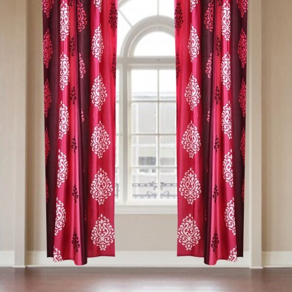 IDOLESHOP 213.5 cm (7 ft) Door Polyester Room Darkening Curtain (Pack of 2) (Pink, Self Design, Elegant Printed Curtains for Living Room & Bedroom)