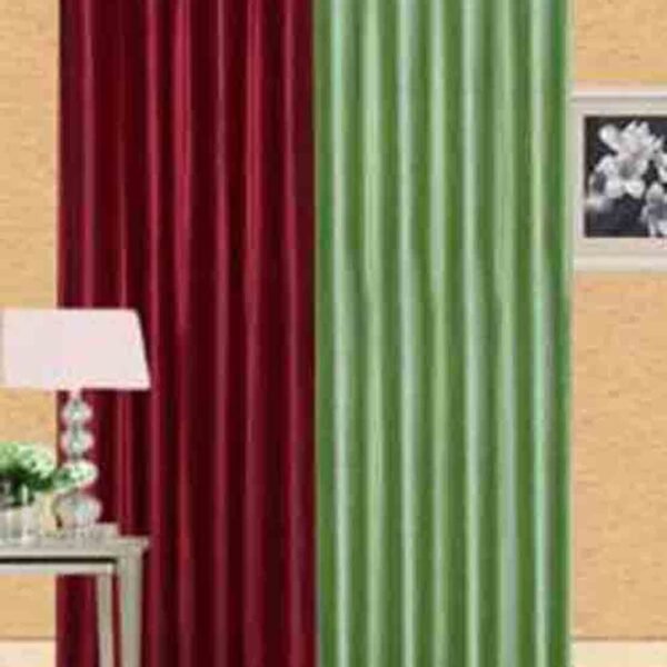 IDOLESHOP 213.5 cm (7 ft) Door Polyester Room Darkening Curtain (Pack of 2) (Green & Maroon, Solid) – Stylish Light Control Curtains for Home Décor