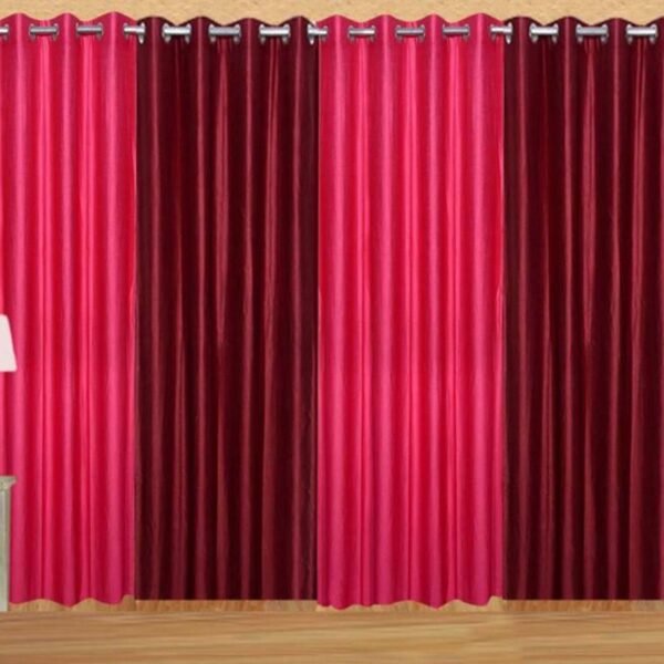 IDOLESHOP 274.5 cm (9 ft) Long Door Premium Polyester Blackout Curtain (Pack of 4) (Maroon & Pink, Solid) – Elegant Light Blocking Curtains for Living Room & Bedroom