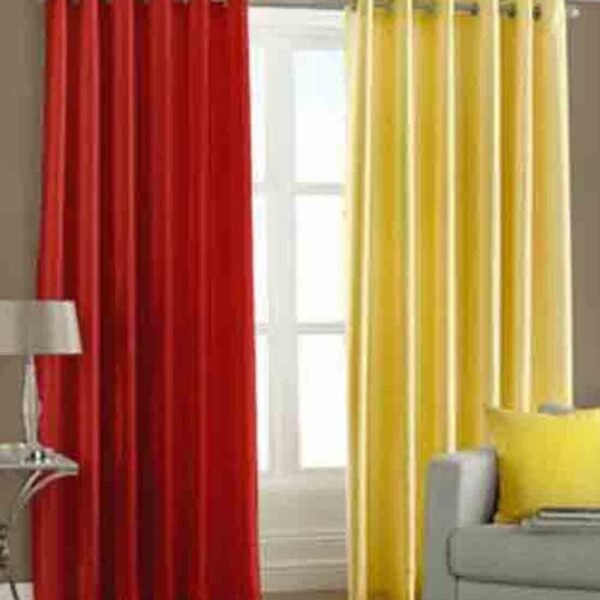 IDOLESHOP 213.5 cm (7 ft) Door Polyester Room Darkening Curtain (Pack of 2) (Red & Yellow, Solid) – Premium Dual Color Elegant Curtains for Home & Office