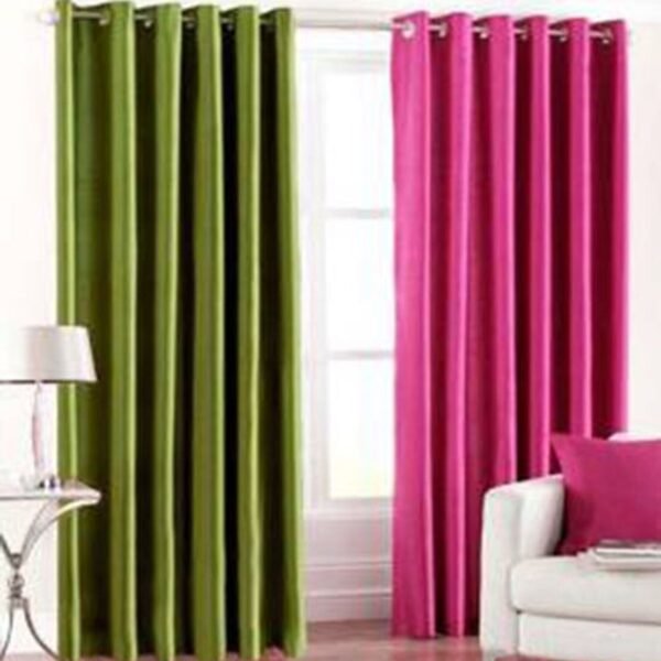IDOLESHOP 274.5 cm (9 ft) Long Door Polyester Room Darkening Curtain – Stylish Green & Pink Solid Curtains (Pack of 2) | Premium Elegant Home Décor Drapes