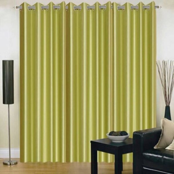 IDOLESHOP 7 ft Door Polyester Blackout Curtains (Pack of 3, Green, Solid Design)
