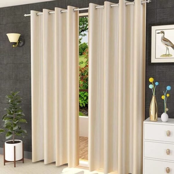 IDOLESHOP 9 ft Long Door Polyester Semi Transparent Curtains (Pack of 2, Beige, Plain)