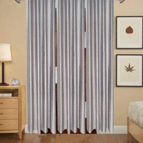 IDOLESHOP 7 ft Door Polyester Blackout Curtains – Pack of 3 (Grey, Solid, Eyelet Design)