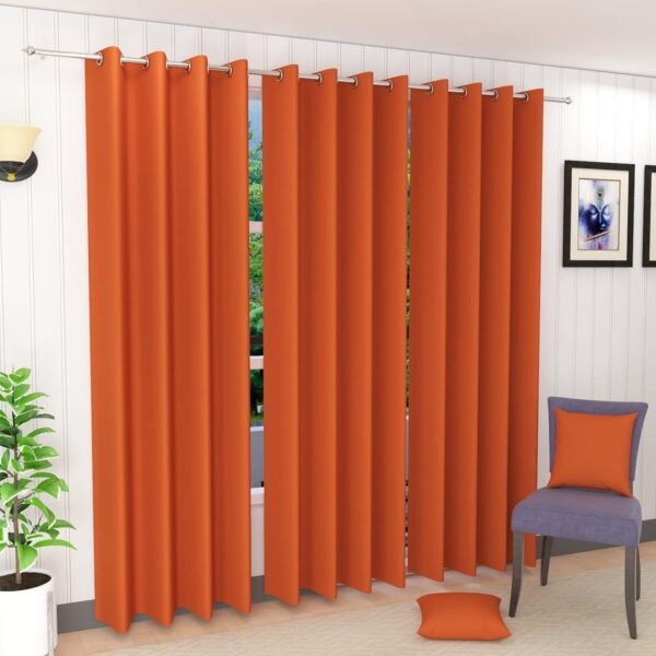 IDOLESHOP 213.5 cm (7 ft) Door Polyester Room Darkening Curtain (Pack of 3) (Orange, Plain)