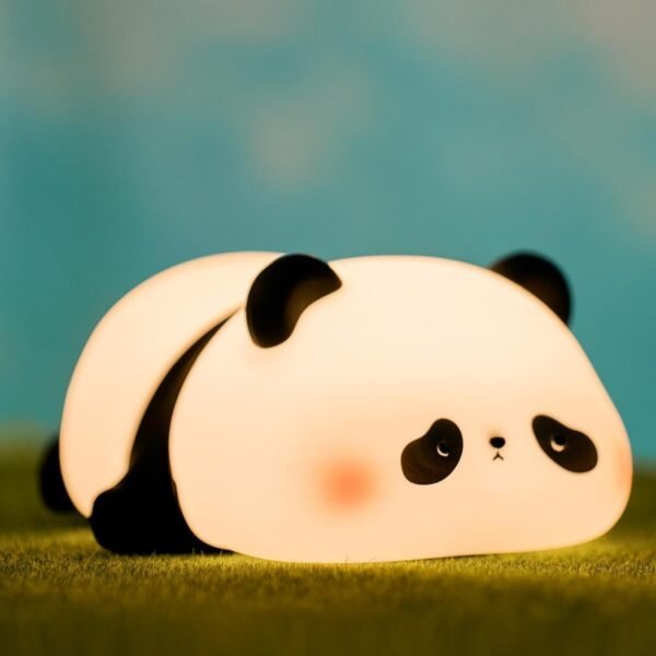IDOLESHOP Sleeping Panda Silicone Night Lamp – Touch Control, Rechargeable LED Kids Night Light (14 cm, Multicolor)