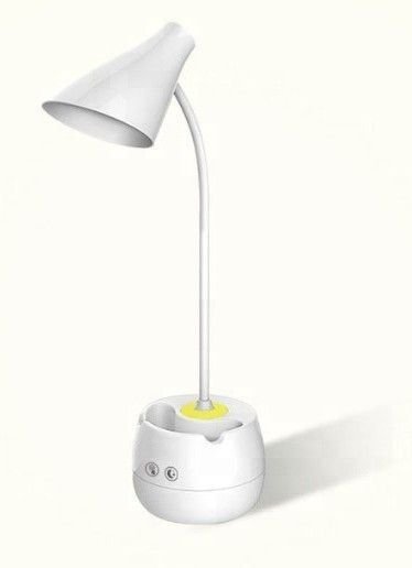 Idoleshop 360° Flexible LED Desk Lamp with Touch Switch – Rechargeable Modern Study Lamp (43.1 cm, White)