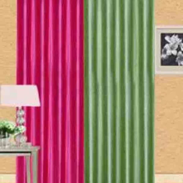 IDOLESHOP 213 cm (7 ft) Door Polyester Room Darkening Curtain (Pack of 2) – Stylish Pink & Green Solid Curtains for Modern Home Décor