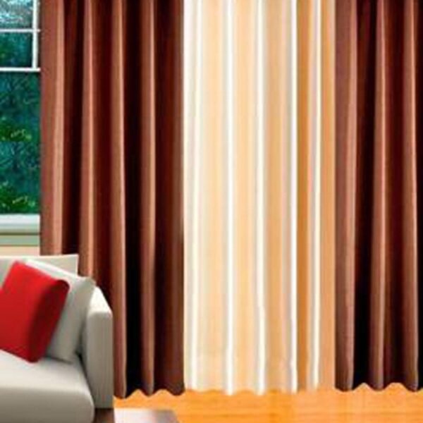 IDOLESHOP 213.5 cm (7 ft) Door Polyester Blackout Curtain (Pack of 3) (Brown & Beige, Solid) – Premium Light Blocking Elegant Curtains for Home & Office