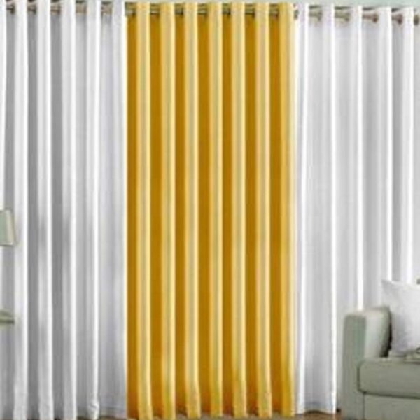 IDOLESHOP 213.5 cm (7 ft) Door Polyester Blackout Curtain (Pack of 3) | Premium Solid White & Yellow Curtains | Long Door Elegant Room Darkening Drapes
