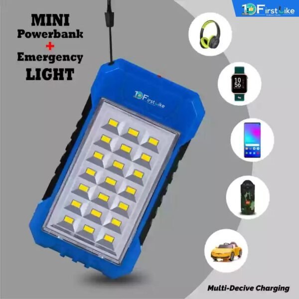 IDOLESHOP Mini Power Bank Cum 21 Hi-Bright LED Rechargeable Solar Emergency Light (Blue)