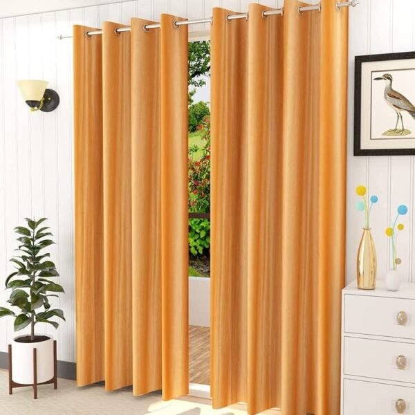 IDOLESHOP 274.5 cm (9 ft) Long Door Polyester Semi-Transparent Curtain (Pack of 2) (Golden, Plain Elegant Finish)