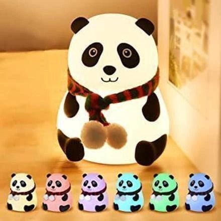 IDOLESHOP Cute Panda Silicone Night Lamp – Color Changing, Touch Control, Rechargeable Kids Night Light (14 cm, Multicolor)