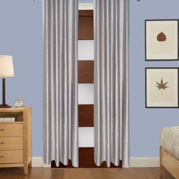IDOLESHOP 274.5 cm (9 ft) Long Door Polyester Room Darkening Curtain (Pack of 2) (Silver, Solid Premium Finish)