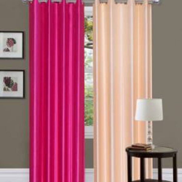 IDOLESHOP 274.5 cm (9 ft) Long Door Polyester Room Darkening Curtain (Pack of 2) (Pink & Beige, Solid) – Elegant Light Control Curtains for Living Room & Bedroom