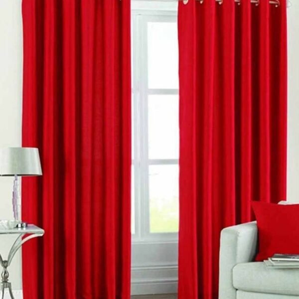 IDOLESHOP 274.5 cm (9 ft) Long Door Polyester Room Darkening Curtain Pack of 2 (Red, Solid Elegant Design)