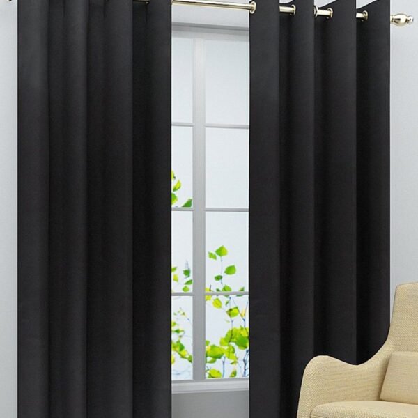 IDOLESHOP 274.5 cm (9 ft) Long Door Polyester Room Darkening Curtain Pack of 2 (Black, Solid Premium Design)