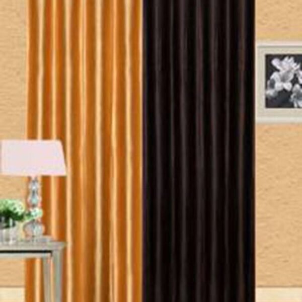 IDOLESHOP 274.5 cm (9 ft) Long Door Polyester Room Darkening Curtain Pack of 2 (Golden & Brown, Solid Elegant Finish)