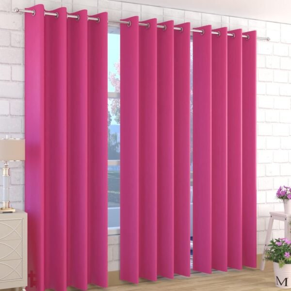 IDOLESHOP 274.5 cm (9 ft) Long Door Polyester Room Darkening Curtain Pack of 3 (Pink, Plain Elegant Design)