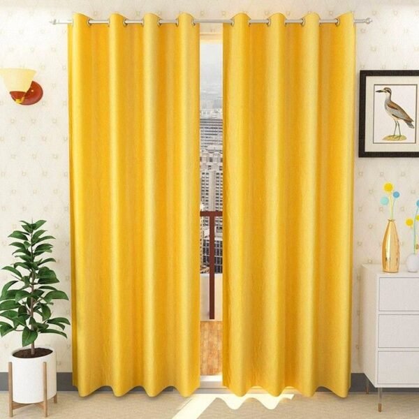 IDOLESHOP 213.5 cm (7 ft) Door Polyester Semi Transparent Curtain (Pack of 2) – Elegant Yellow Plain Curtains | Soft Light Filtering Drapes for Living Room & Bedroom