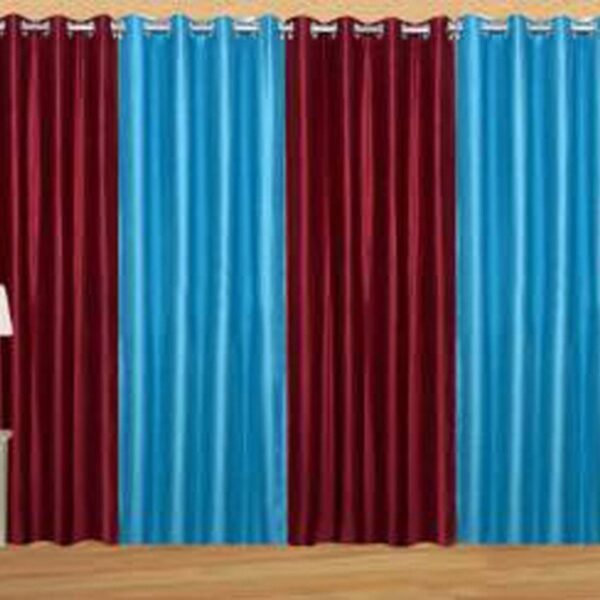 IDOLESHOP 274.5 cm (9 ft) Long Door Polyester Blackout Curtain (Pack of 4) – Premium Maroon & Blue Solid Curtains | Full Light Blocking Elegant Drapes for Living Room & Bedroom
