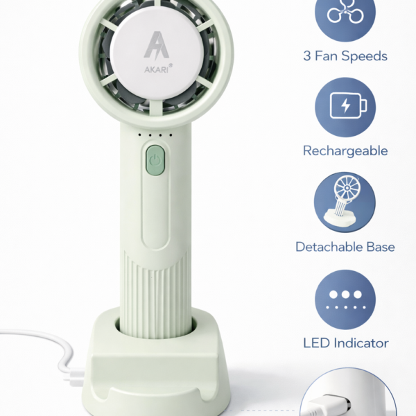 Idoleshop Mini Rechargeable Handheld Fan – 5 Blade, Type-C Charging
