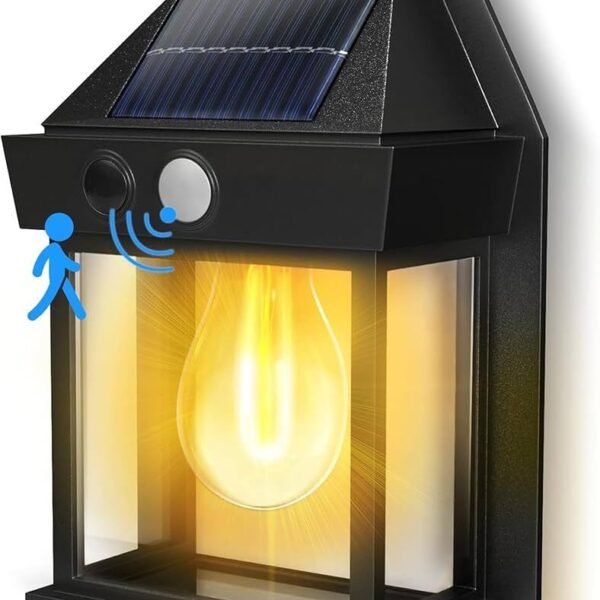 IDOLESHOP Solar Wall Light with Motion Sensor & 3 Lighting Modes (Black)