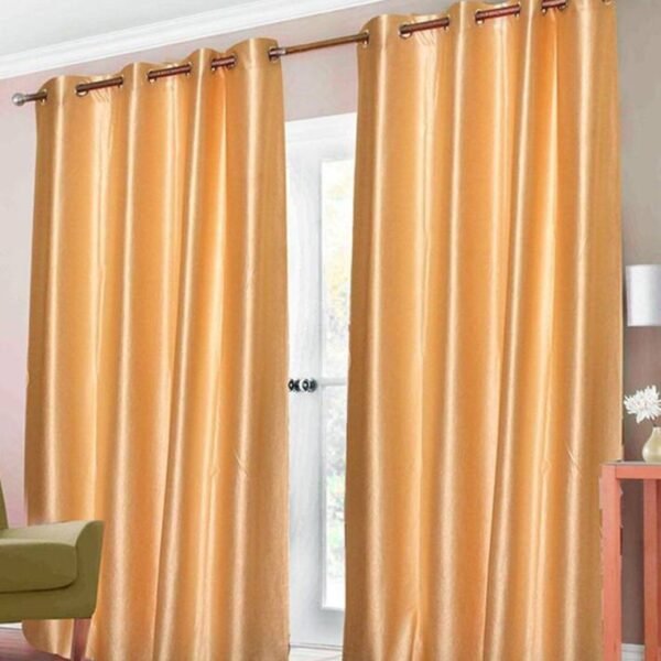 IDOLESHOP 9 ft Long Door Polyester Room Darkening Curtain – Golden (Pack of 2)