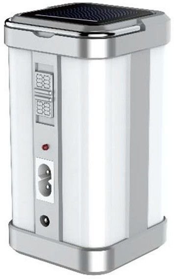 IDOLESHOP Electric & Solar Rechargeable Emergency Lantern – Powerful 4 Tube Light (Silver)