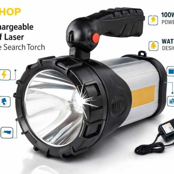IDOLESHOP 100W Rechargeable Waterproof Laser Long-Range Search Light Torch