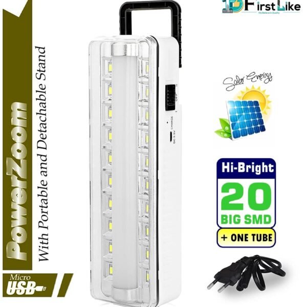 IDOLESHOP Solar Emergency Charging LED Light 2-in-1 Tube + 20 LED Flood Lamp (White)