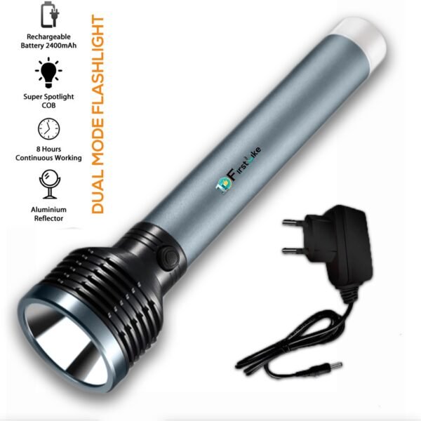 IDOLESHOP 50W 2-in-1 Lithium Battery Long Range LED Torch Light – Rechargeable 2400mAh