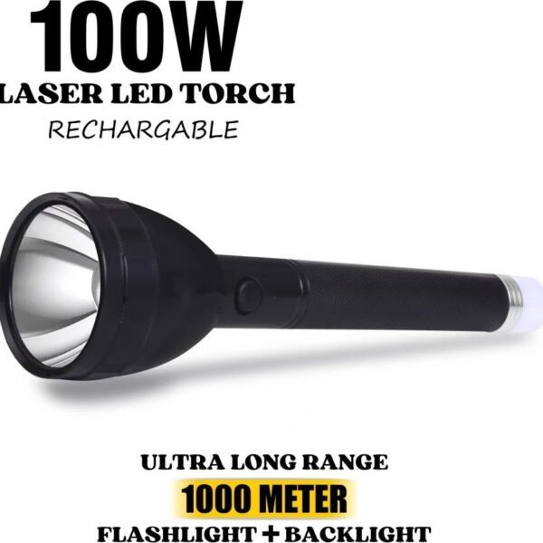 IDOLESHOP 100W Lithium Battery Long Range LED Torch Light with Emergency Backlight