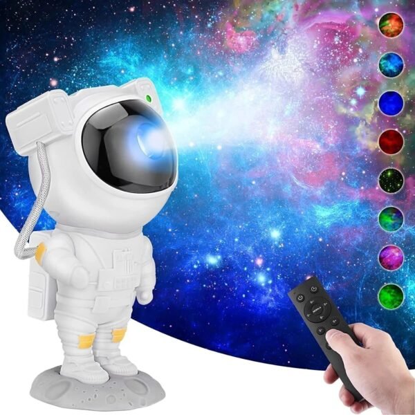 IDOLESHOP Galaxy Night Light Astronaut Star Projector with Remote Control, 360° Adjustable Head Nebula Space Lamp for Bedroom Decor (22.5 cm, White)